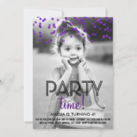 Paarse Confetti Foto Birthday Party nodigt uit