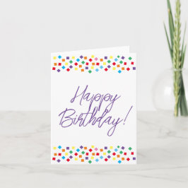 Paarse Confetti Happy Birthday-kaart (blanco binne Notitiekaartje