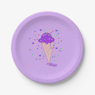 Paarse Confetti Ijsje Papieren Bordje