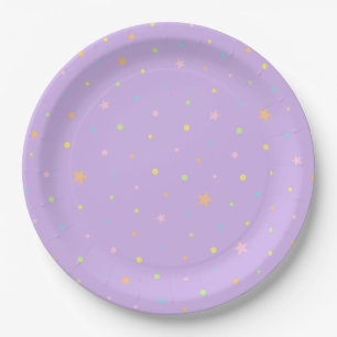 Paarse Confetti Verjaardagsfeestbord Pastel Papieren Bordje