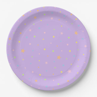 Paarse Confetti Verjaardagsfeestbord Pastel Papieren Bordje