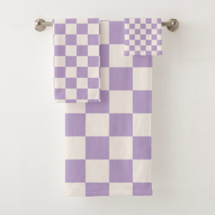 Paarse controle, Checkerboard Patroon, Gecontrolee Bad Handdoek