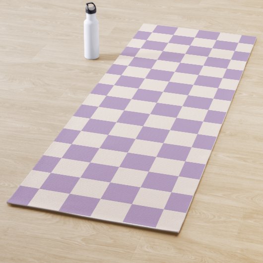 Paarse controle, Checkerboard Patroon, Gecontrolee Yogamat (In situ)