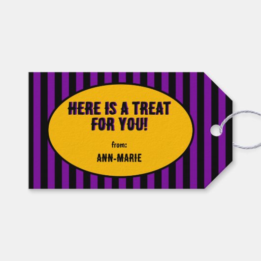 Paarse Coquette boog Halloween Cadeaulabel (Voorkant (Horizontaal))