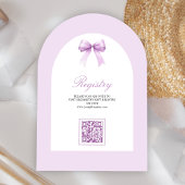 Paarse Coquette Boog QR Code Baby Shower Kaart