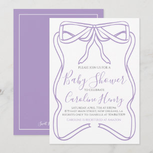 Paarse Coquette Bow Gir Baby shower MAAK ELKE KLEU Kaart