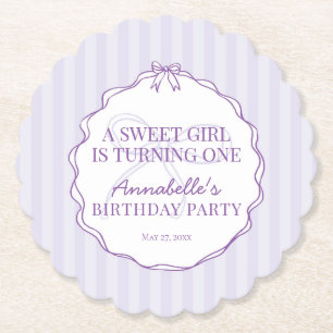 Paarse Coquette Bow Pastel Lavendel Verjaardagsfee Kartonnen Onderzetters