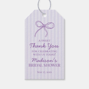 Paarse Coquette Bow Pastel Vrijgezellenfeest Favor Cadeaulabel