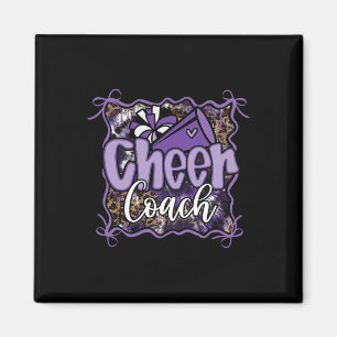 Paarse Coquette Cheer Coach Cheerleading Pom Mega Magneet