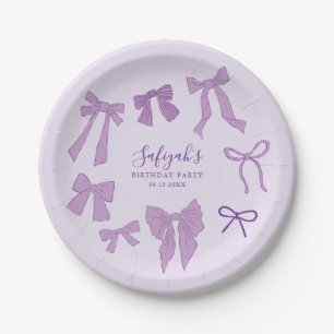 Paarse Coquette Ribbons Verjaardagsfeest Papieren Bordje
