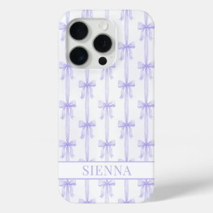 Paarse Coquette Strikken Gestreepte Monogram iPhone 15 Pro Case