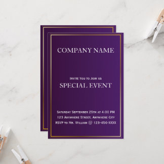 Paarse Corporate Business Party Invitation Kaart