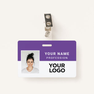 Paarse Corporate Employee Photo Name Tag Badge