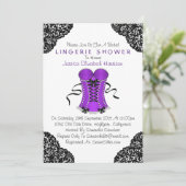 Paarse corset en zwarte leace-lade kaart (Staand voorkant)