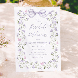 Paarse Cottagecore Bruiloftsuitnodiging met Wilde Kaart
