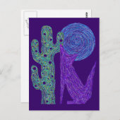 Paarse Coyote Wolf Kleurrijk Zuidwesters Ontwerp Briefkaart (Voorkant / Achterkant)