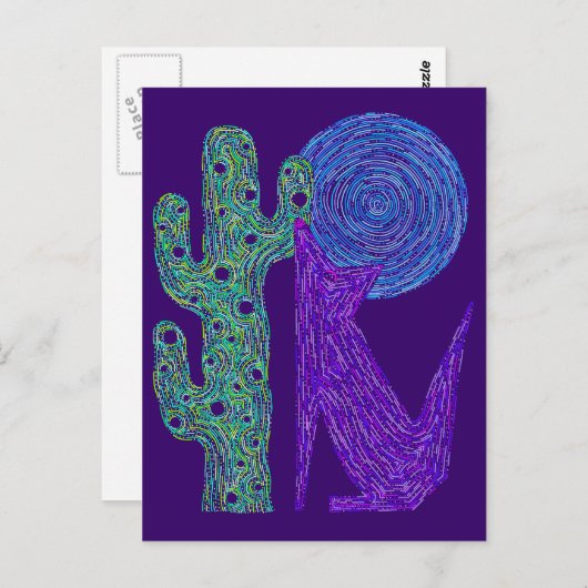 Paarse Coyote Wolf Kleurrijk Zuidwesters Ontwerp Briefkaart (Voorkant / Achterkant)