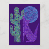 Paarse Coyote Wolf Kleurrijk Zuidwesters Ontwerp Briefkaart (Voorkant)