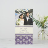 Paarse Crème Dankjewel Bruiloftsfotokaarten Bedankkaart (Staand voorkant)