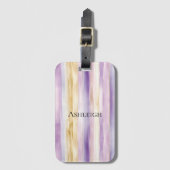 Paarse Crème Iris Strepen Bagagelabel (Voorkant (verticaal))