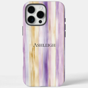 Paarse Crème Iris Strepen iPhone 16 Pro Max Hoesje