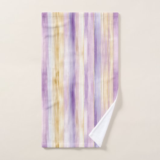 Paarse Crème Iris Stripes Bad Handdoek (Handdoek)