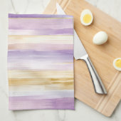 Paarse Crème Iris Stripes Theedoek (Quarter Fold)