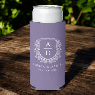 Paarse Crest Botanische Monogram Huwelijk