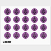 Paarse Crest met schedel en trainingspakken Ronde Sticker (Vel)
