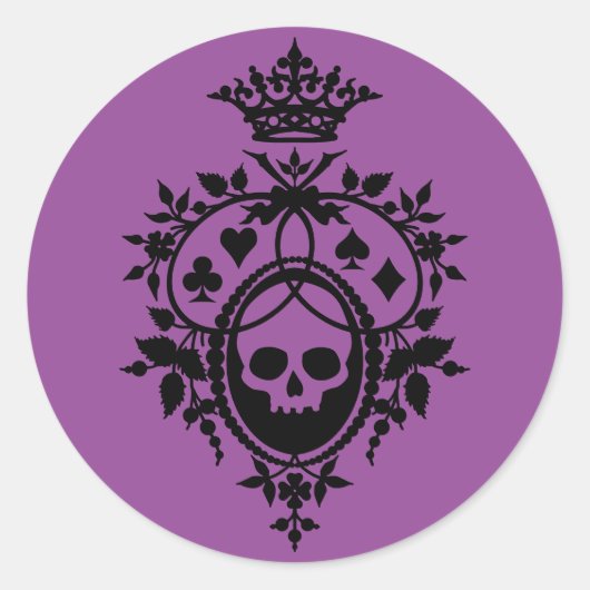 Paarse Crest met schedel en trainingspakken Ronde Sticker (Voorkant)