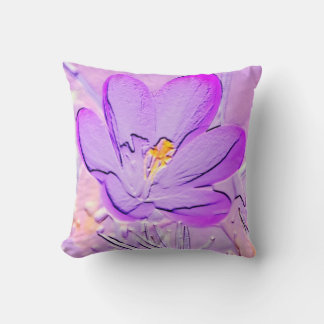 Paarse Crocus accentkussen in reliëf Kussen