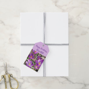 Paarse Crocus Birthday Cadeaulabel