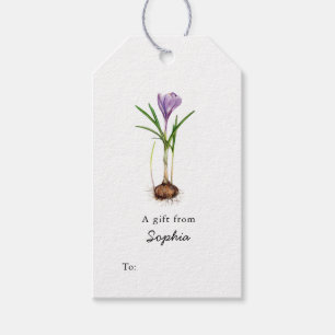 Paarse Crocus Flower Gift labels Cadeaulabel