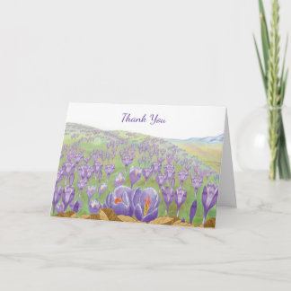Paarse Crocus Flowers op Spring Hill Illustratie Bedankkaart