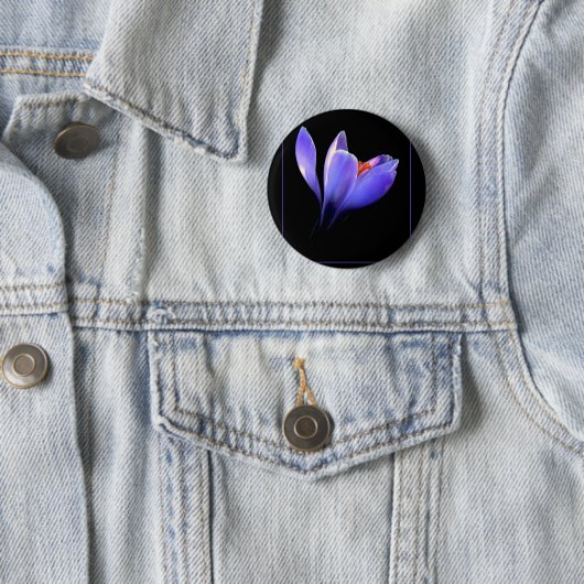 Paarse CROCUS Ronde Button 5,7 Cm (In situ)