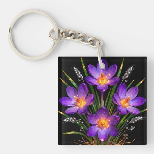 Paarse Crocus Sleutelhanger (voorkant)