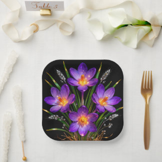 Paarse Crocus Trouwbord Papieren Bordje