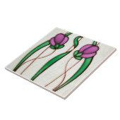 Paarse Crocus Wall Decor Art Nouveau Art Deco Tegeltje (Zijkant)