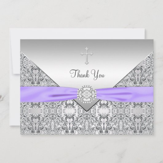 Paarse Cross Elegant Christelijk Dank u kaart (Voorkant)