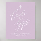 Paarse Cross-Girl Baptisme Kaarten en cadeautjes P Poster (Voorkant)