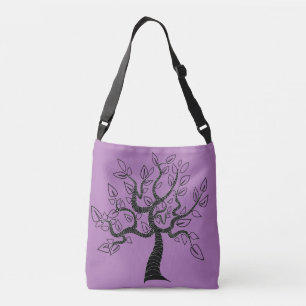 Paarse Crossbody Bag met Tree Art - Uw kleuren Tas