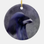 Paarse Crow Portarit Keramisch Ornament (Achterkant)