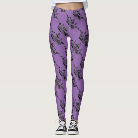 Paarse Crown Sporty Athleisure Leggings (Voorkant)
