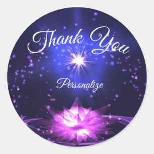 Paarse Crystal Lotus Night Stars personaliseren Ronde Sticker
