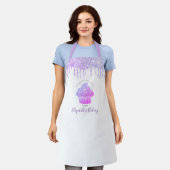 Paarse cupcake bakkerij chef-kok glitter drips mod schort (Gedragen)