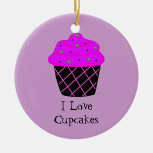 Paarse Cupcake Keramisch Ornament