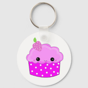 Paarse Cupcake met Glazuur Sleutelhanger