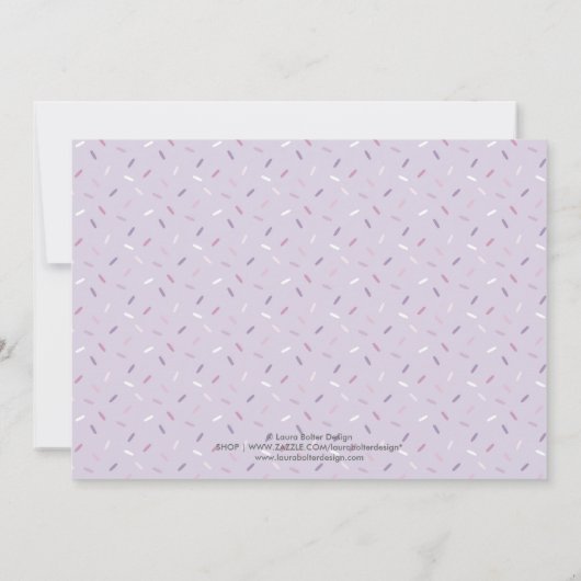  Paarse Cupcake Sprinkle Uitnodiging (Achterkant)