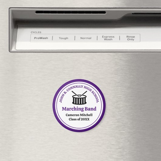 Paarse Custom High School Marching Band Keepsake Magneet (Insitu (Vaatwasser))