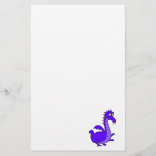 Paarse Cute Cudly Dragon Briefpapier